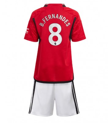 Manchester United Bruno Fernandes #8 Replika Babytøj Hjemmebanesæt Børn 2023-24 Kortærmet (+ Korte bukser)